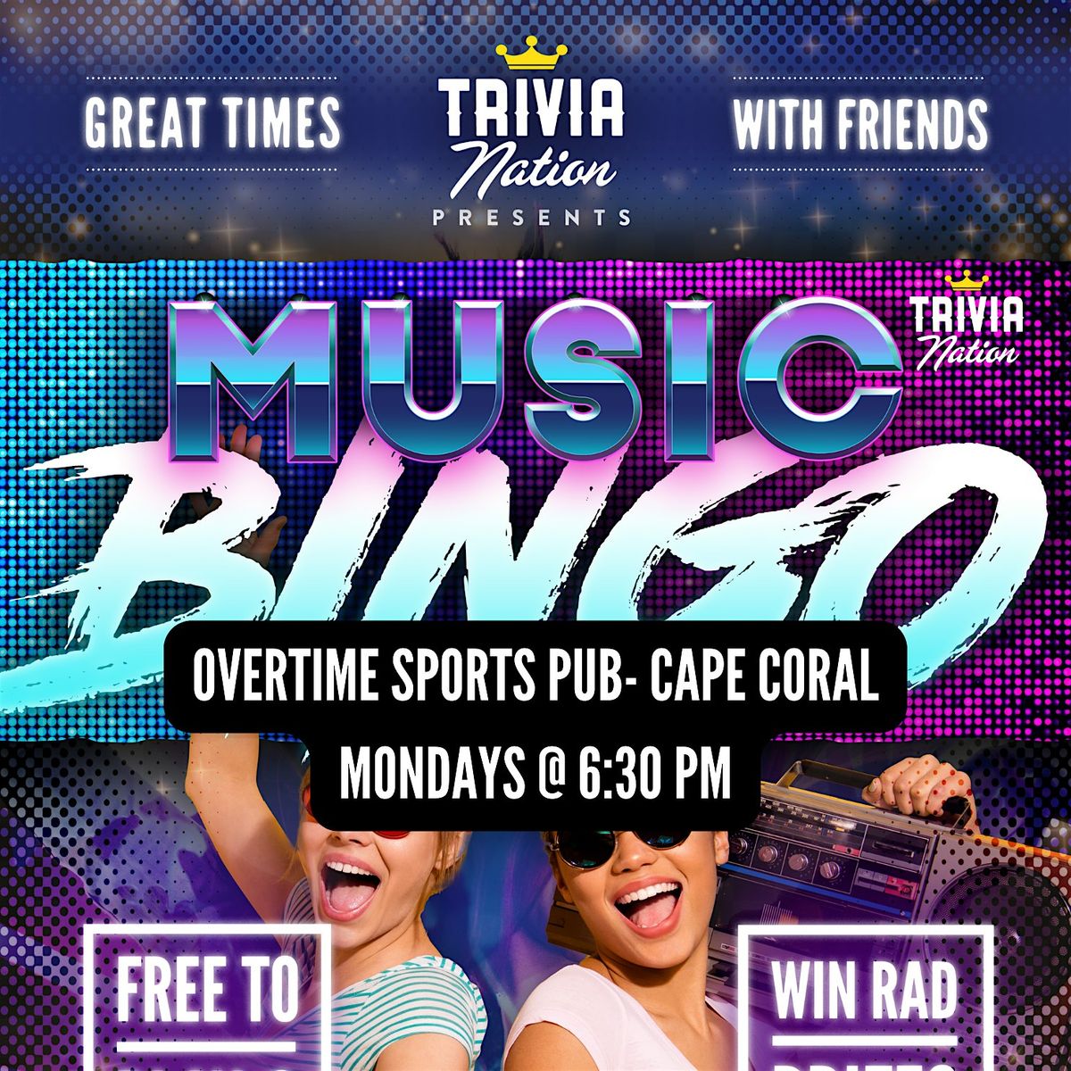 Live Music Bingo at Overtime Sports Pub- Cape Coral $80 in prizes!