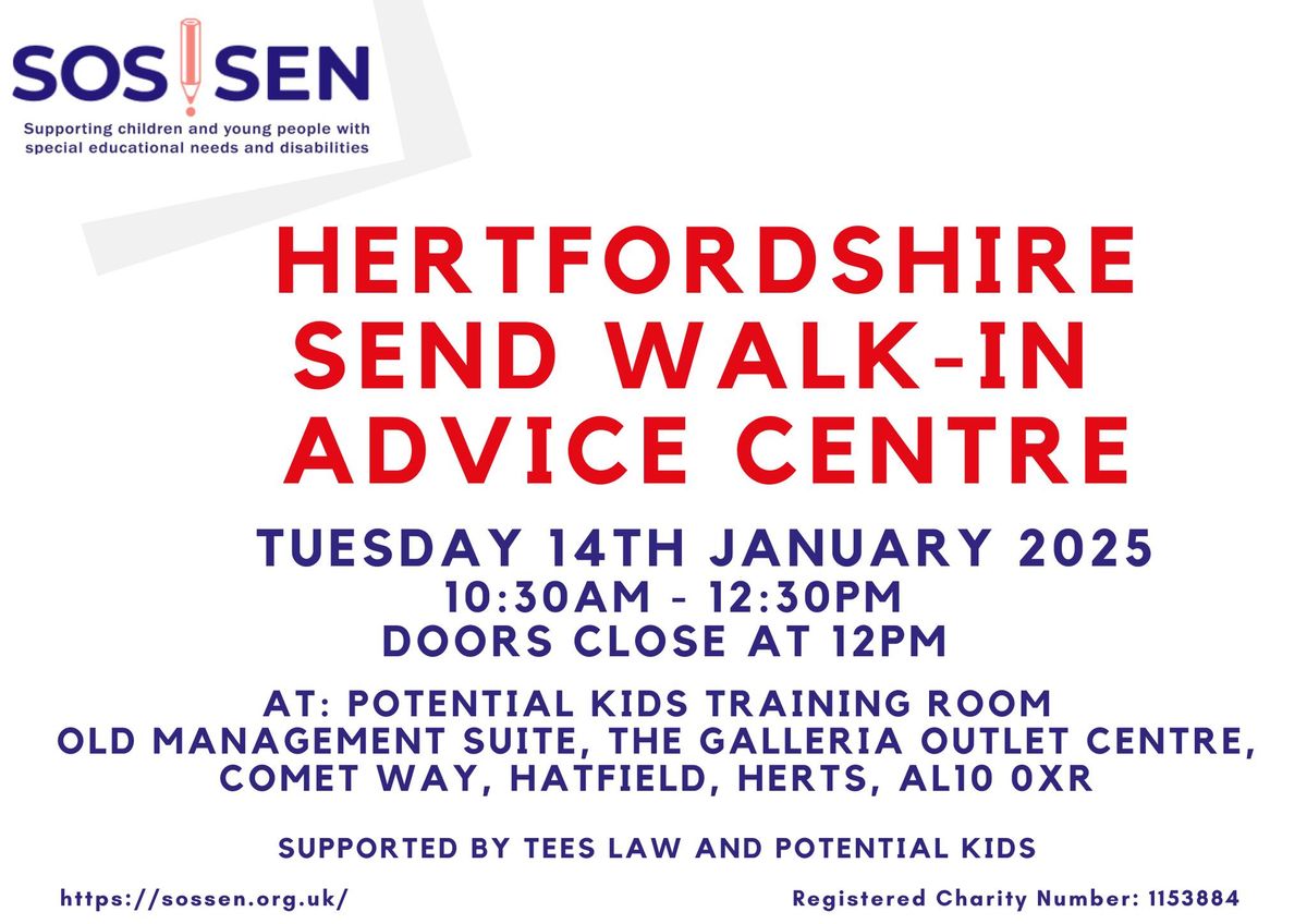 Hertfordshire SEND Walk in Advice Centre