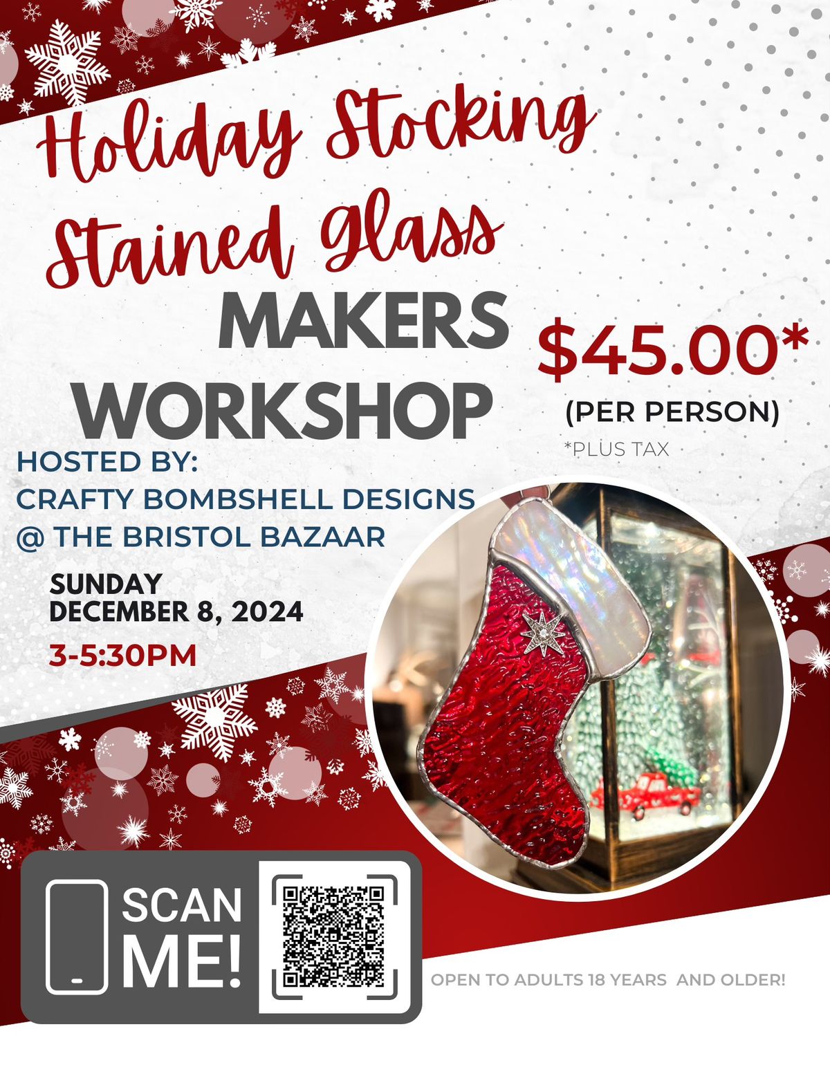 Stained Glass Holiday Stocking Ornament Workshop @ The Bristol Bazaar