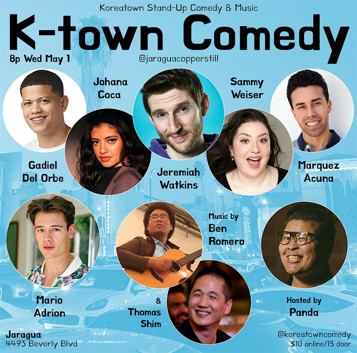 K-town Comedy May 1 Wed 8pm at Jaragua! LIVE stand-up comedy and music.