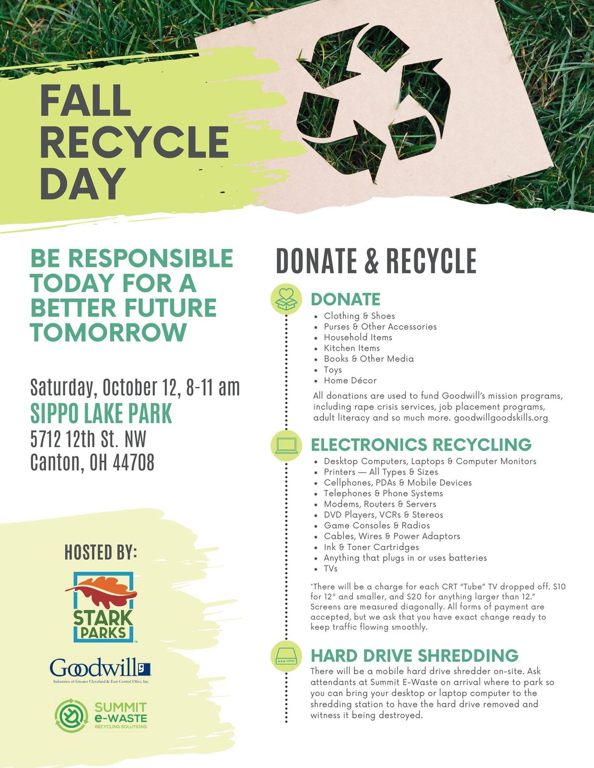 Electronics Recycling at Sippo Lake Park!