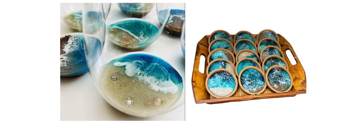 Ocean Resin Wine Glasses &  Cork Coasters Workshop