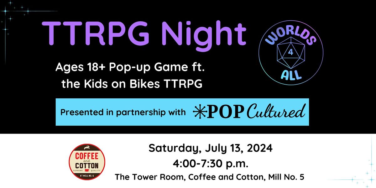 Kids on Bikes TTRPG Night at Mill No. 5