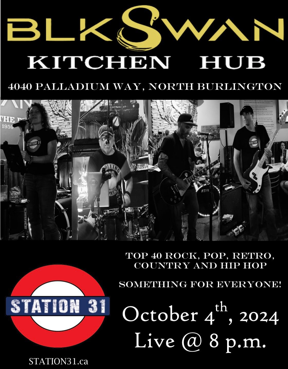 Live at Blk Swan Kitchen Hub North Burlington