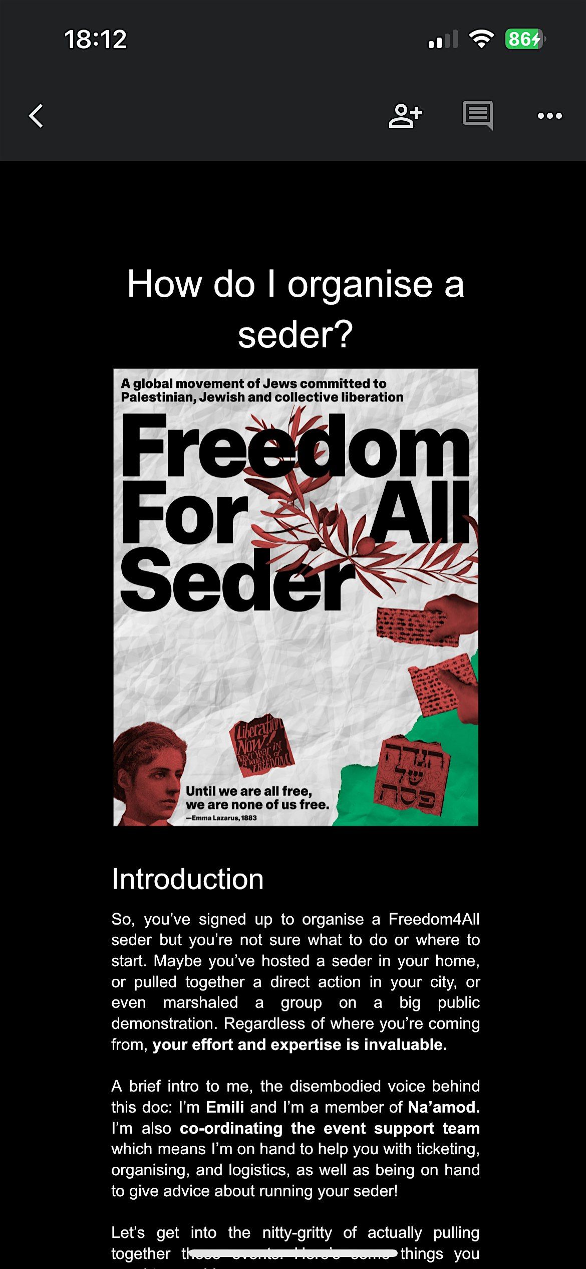 Freedom For All Seder - Leeds