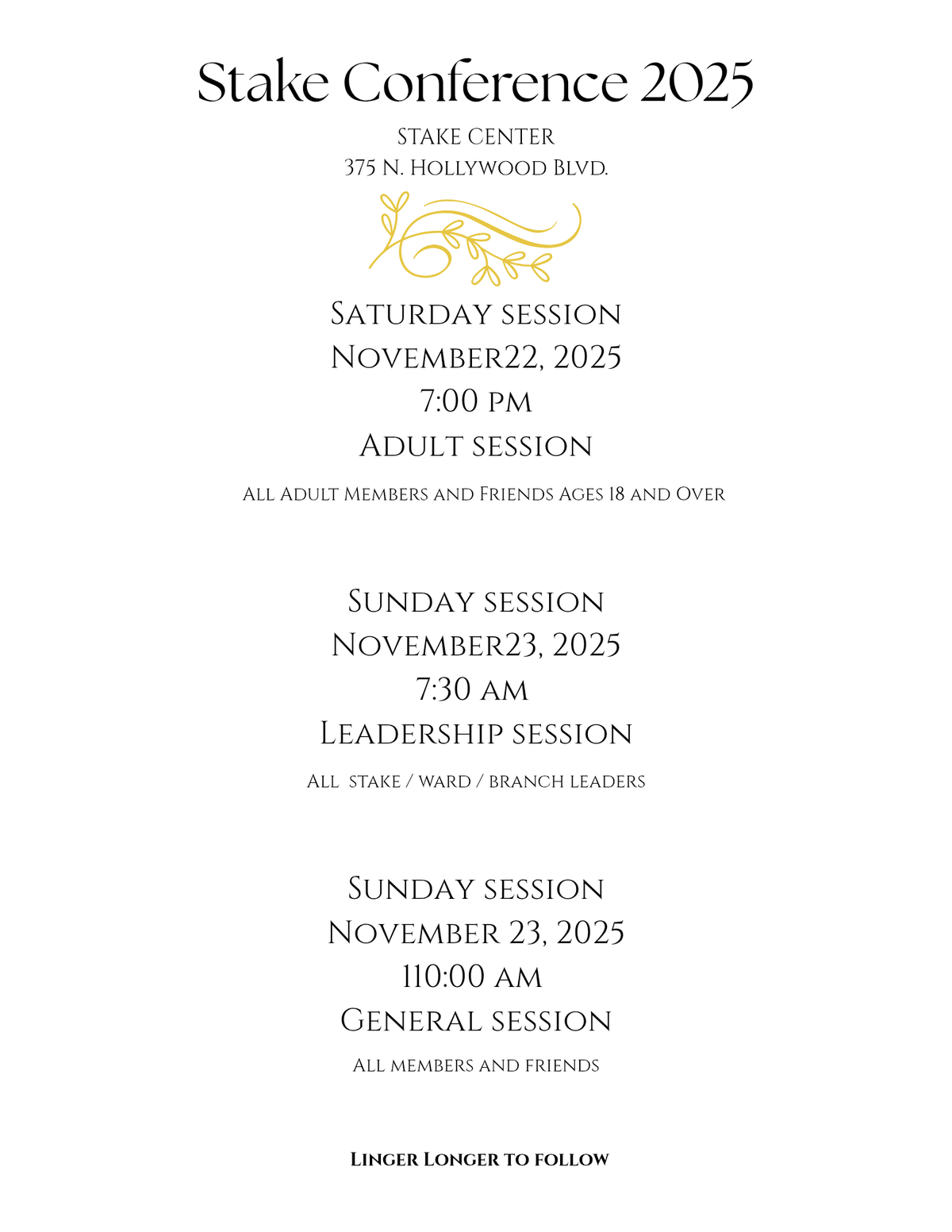 Stake Conference General Session