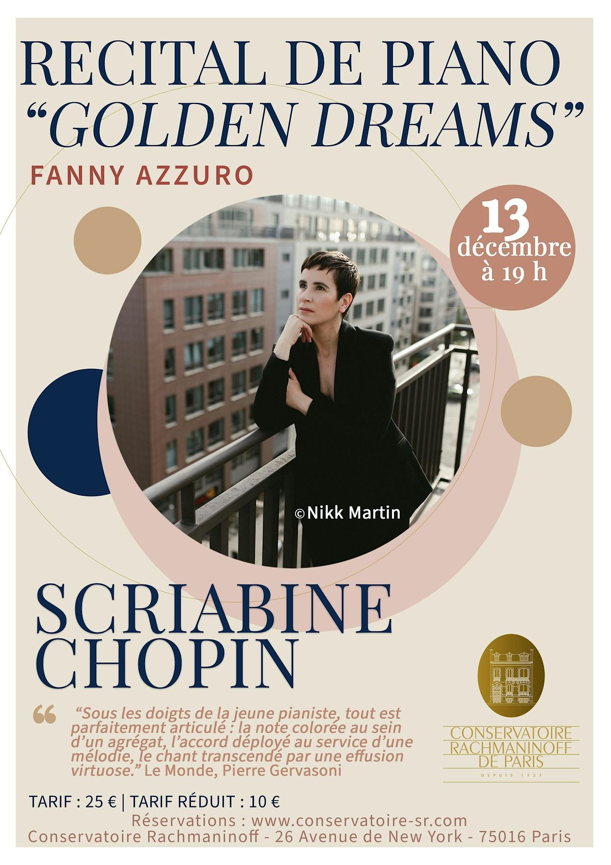 R\u00e9cital de piano, Golden Dreams, de Fanny Azzuro