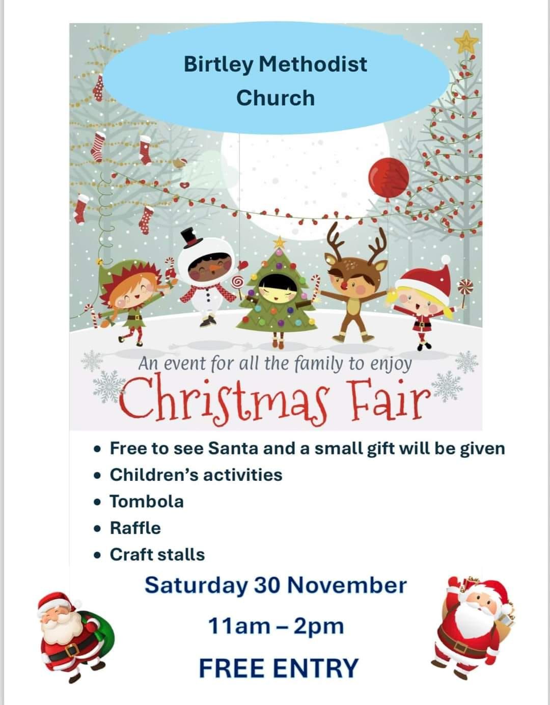 Christmas Fair Birtley Methodist Church, 30th November 1100am Free entry