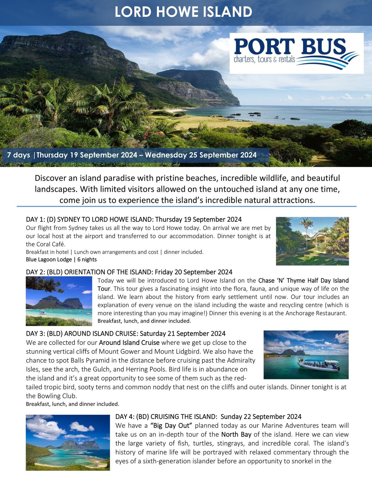 Lord Howe Island with Port Bus