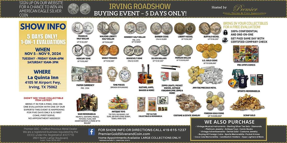 Irving, TX ROADSHOW: Free 5-Day Only Buying Event!