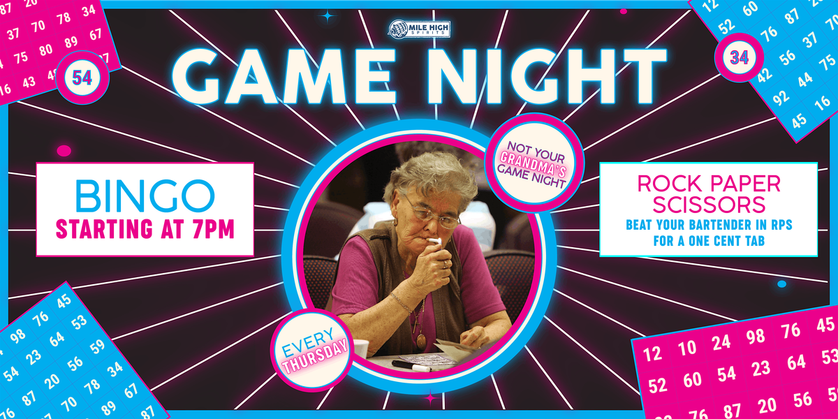 Thursday Game Night at Mile High Spirits - Bingo and Afterparty!