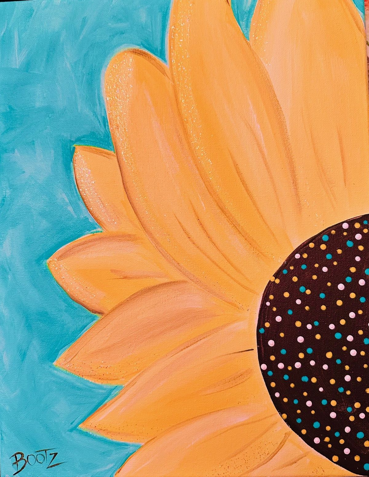 "Polka Dot Sunflower" Acrylic Painting Class at Claytopia