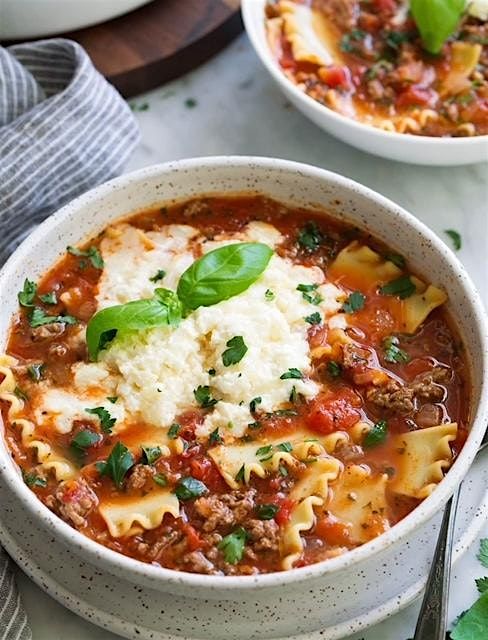 Lasagna Soup and  Cheese Cracked Pepper Taralli