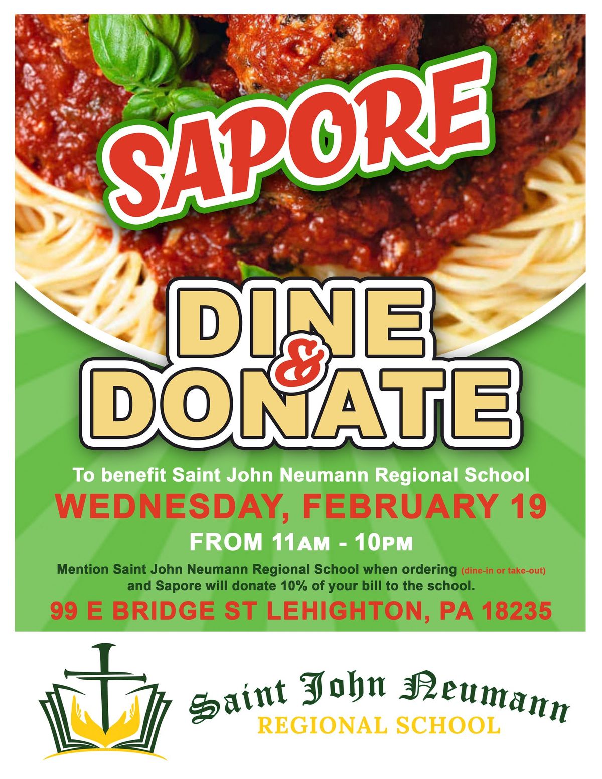 Dine & Donate @ Sapore Restaurant- Lehighton