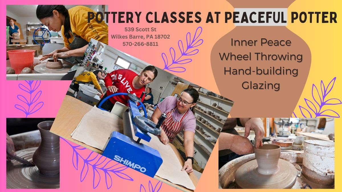 Intro to Pottery for Adults Only, Thursdays, 7-9 pm, beginning 7\/18\/24