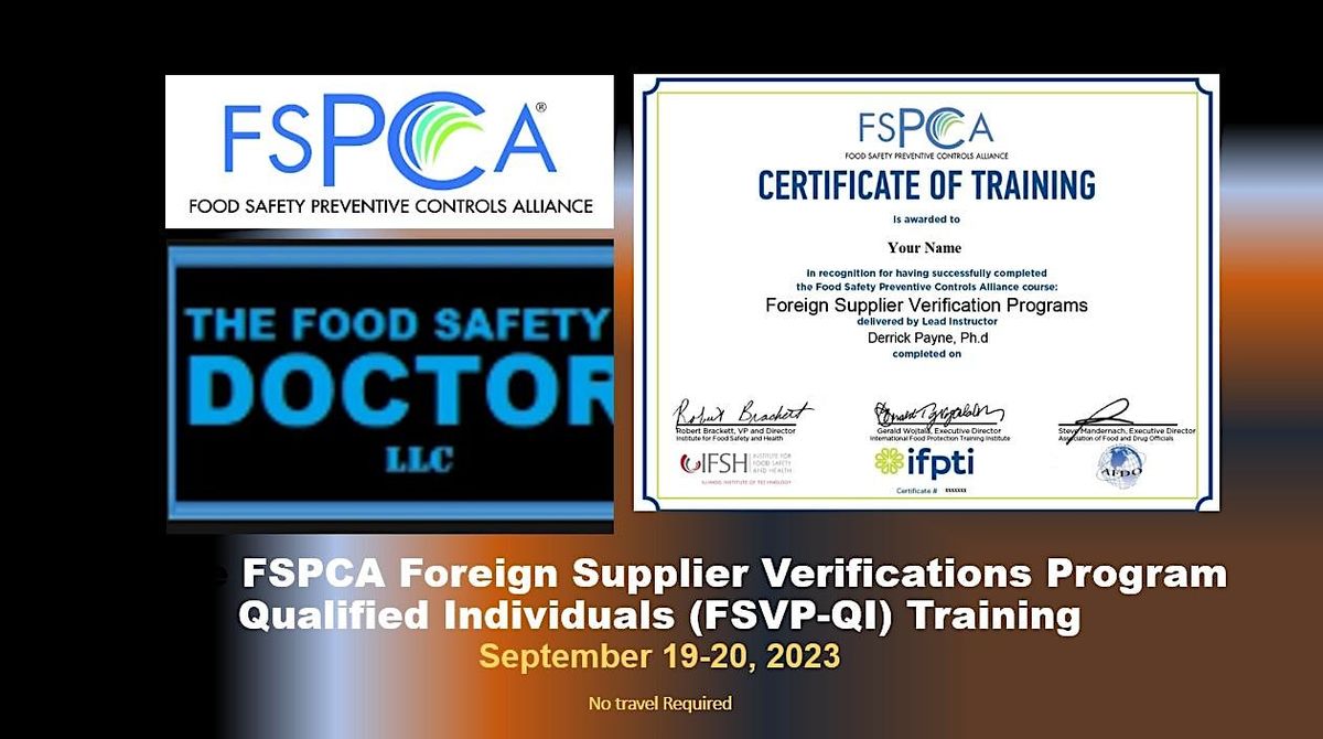 Fspca Example FSPCA FSVP Online Foreign Supplier Verification Program Certificate ...
