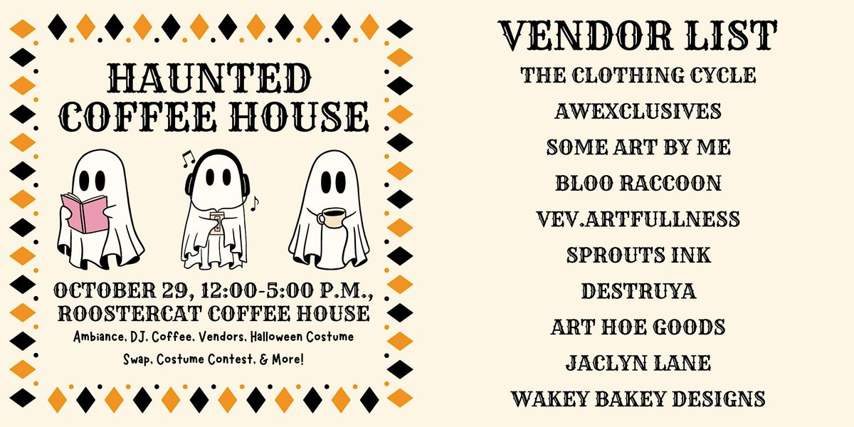 Haunted Coffee House, Roostercat Coffee House, Denver, 29 October 2023