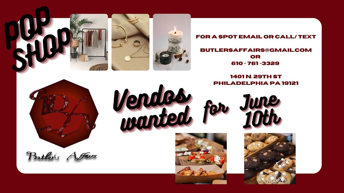 Vendors needed for Butler's Affairs Pop-up shop