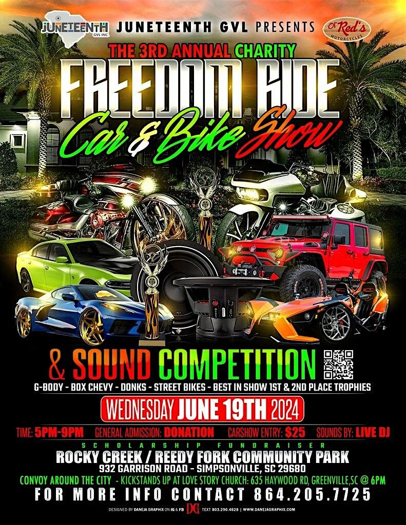 3rd Annual FREEDOM RIDE: Car and Bike Show with Sound Competition.