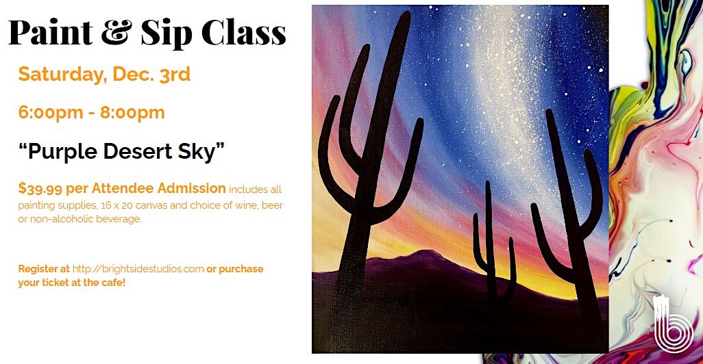 Paint & Sip Night - "Purple Desert Sky" at Brightside Studios