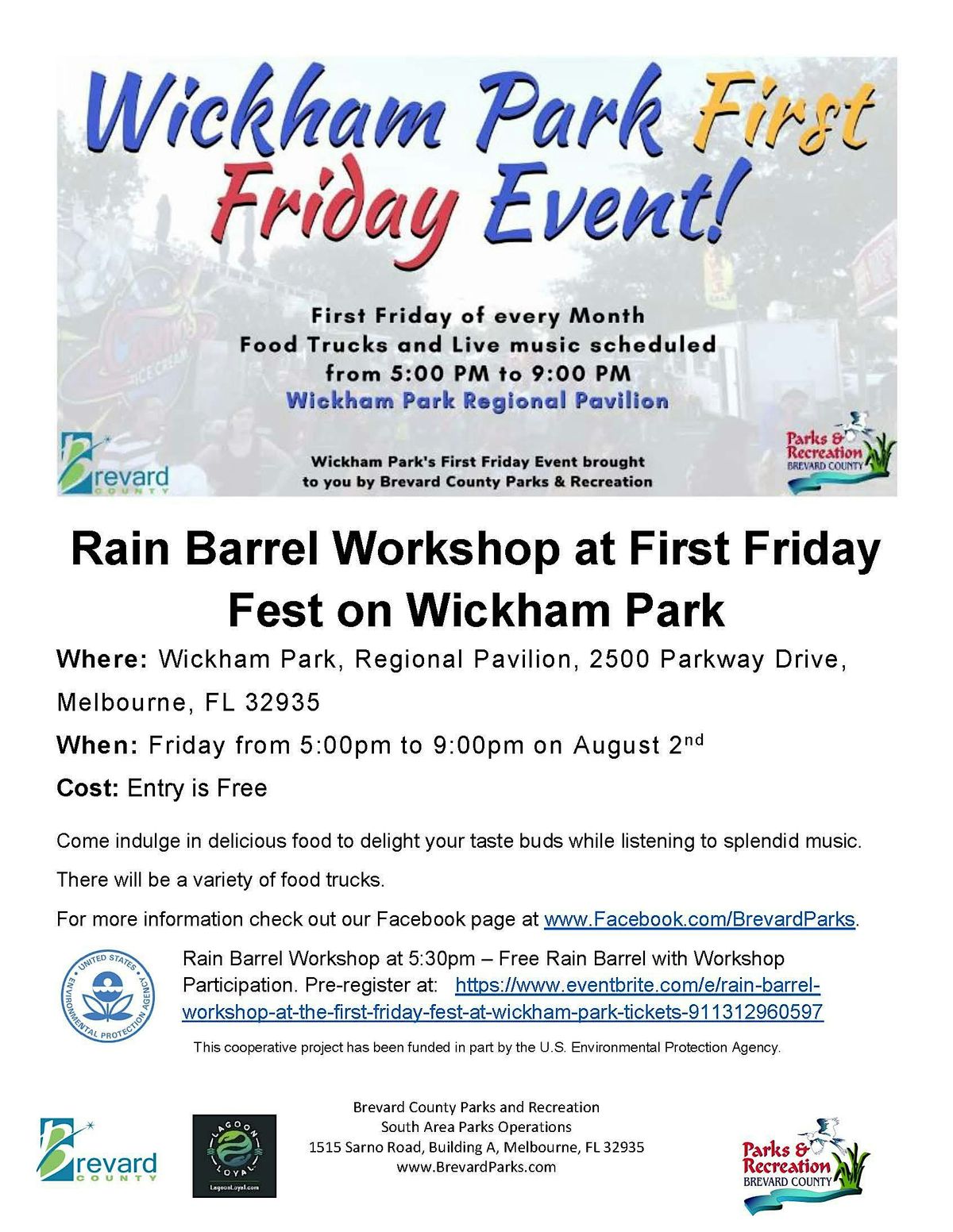 Rain Barrel Workshop at the First Friday Fest at Wickham Park