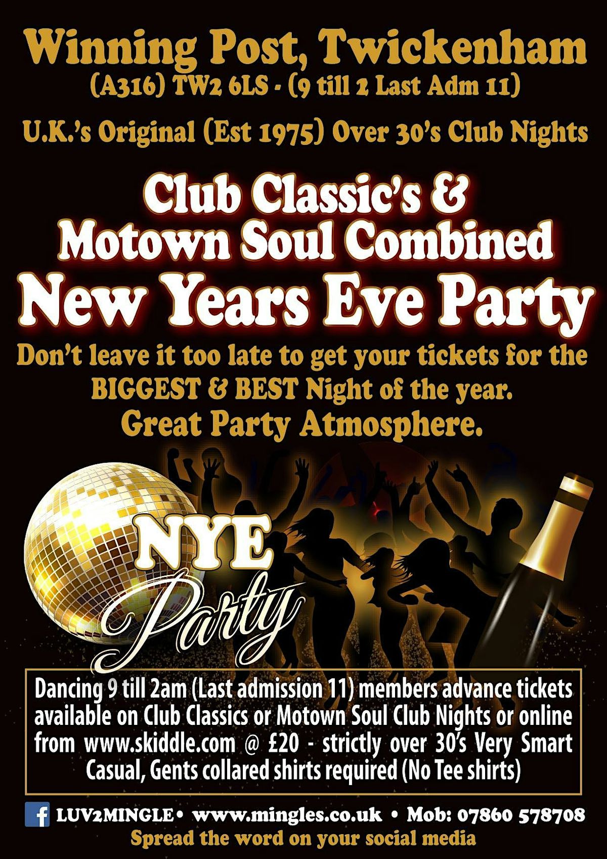 Over 30's Club Classics & Classic Soul Combined NEW YEARS EVE PARTY