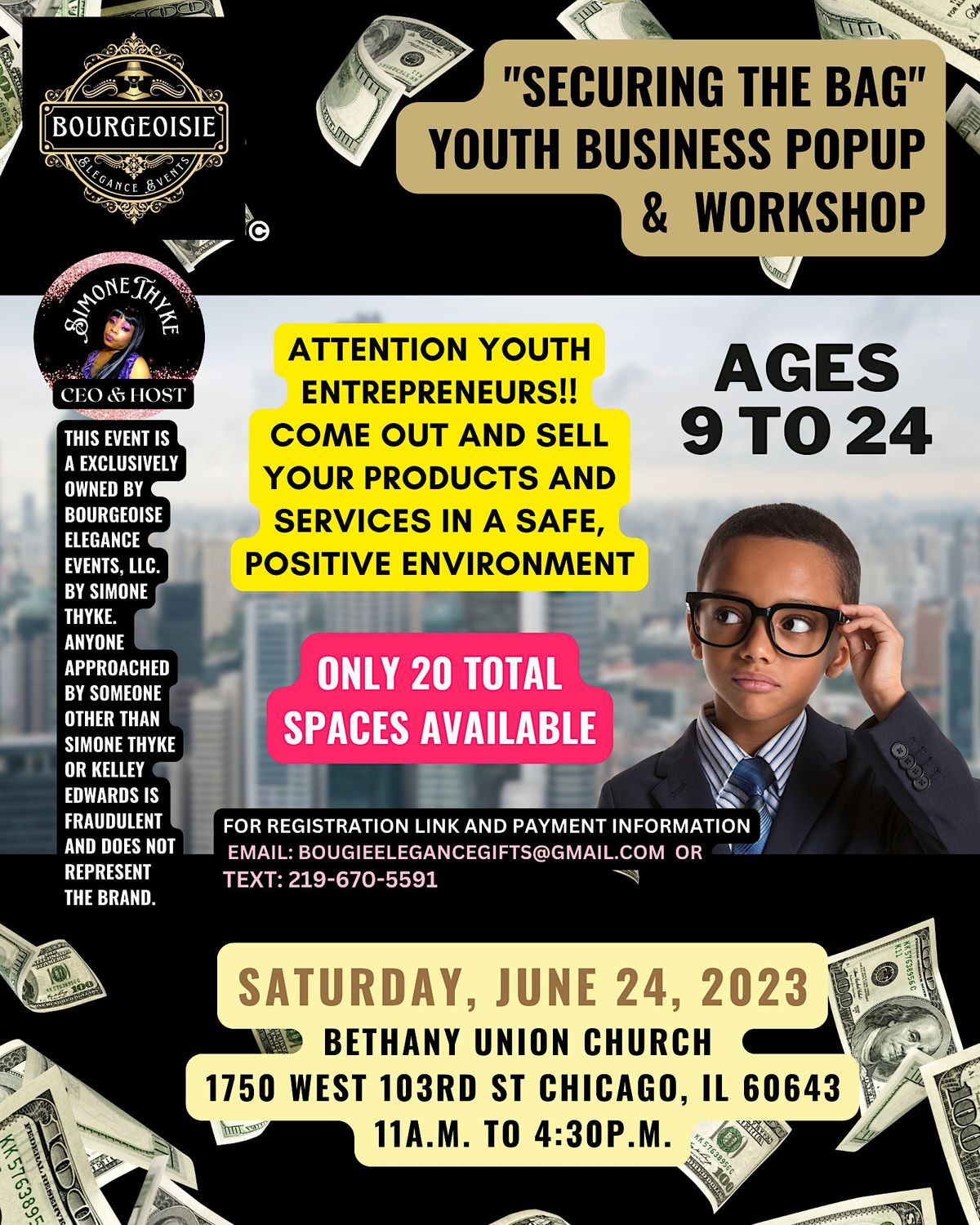 Securing the Bag Youth Business POPUP and Worshop