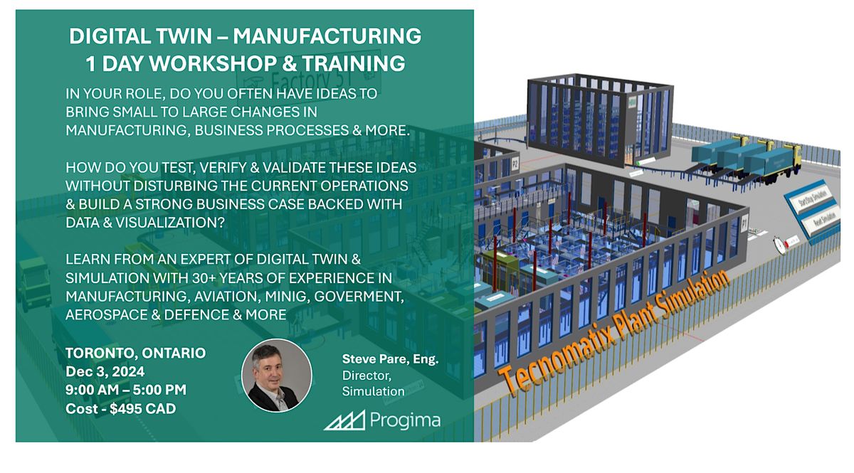 DIGITAL TWIN IN MANUFACTURING \u2013 1 DAY IN-PERSON WORKSHOP WITH STEVE PARE