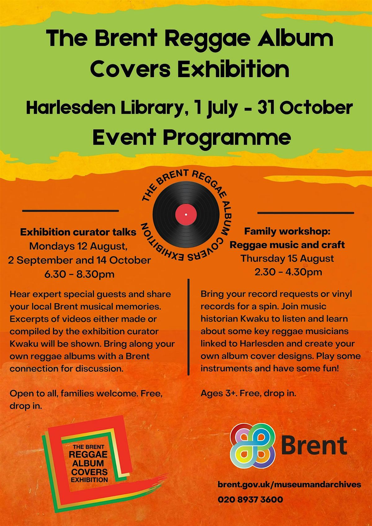 The Brent Reggae Album Covers Exhibition In-Library Session Oct.14 Inc Zoom