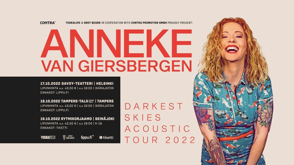 TuskaLive: 17.10.2022 Anneke Van Giersbergen Acoustic, Savoy-teatteri Helsinki