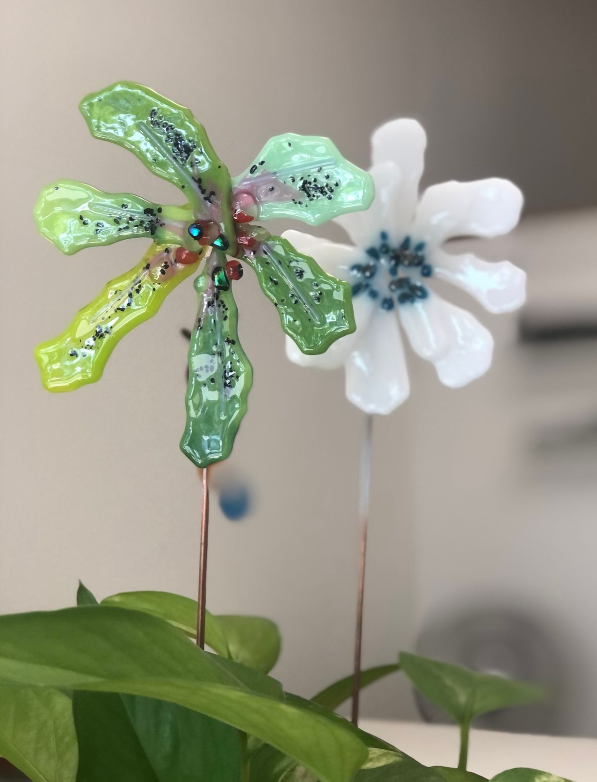 Fused Glass Flower Stake