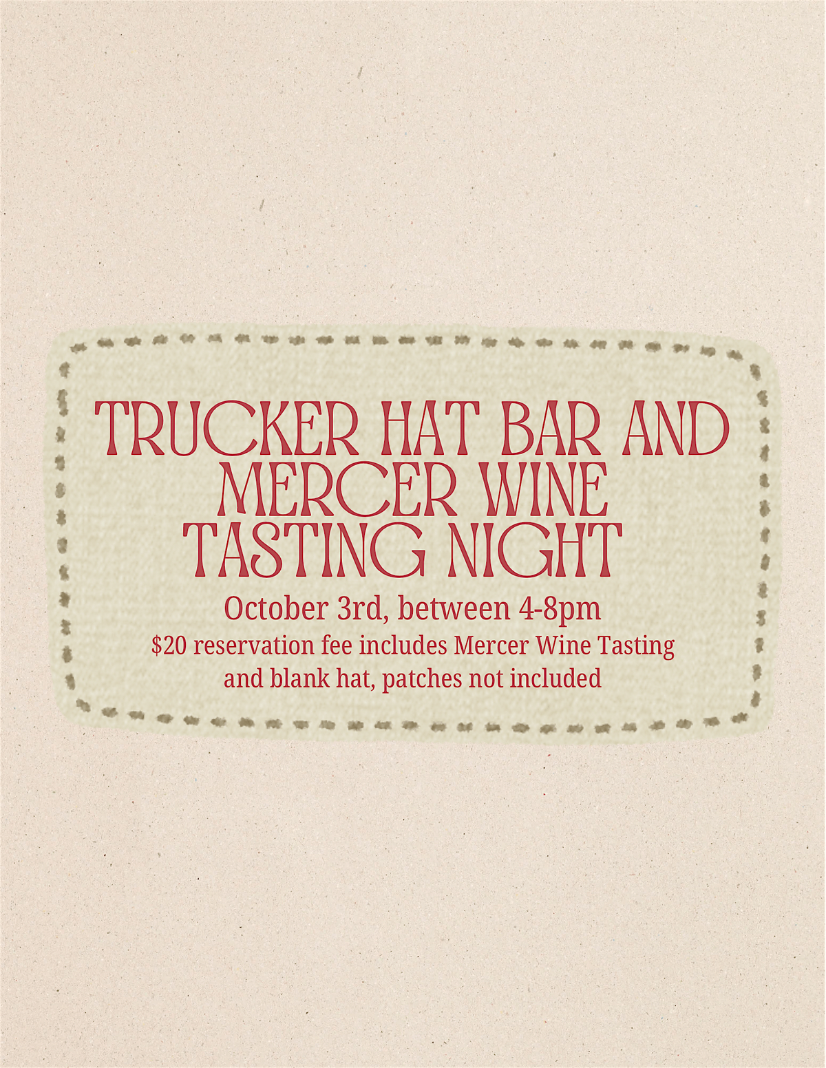 Trucker Hat Bar and Mercer Wine Tasting Night