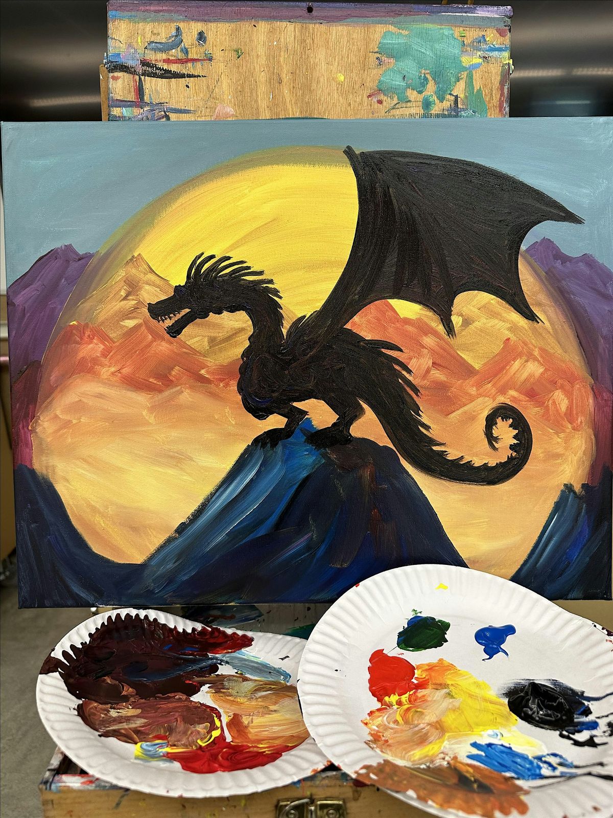 Dragon at Sunrise - Slightly Nerdy Paint Night at Modern Games