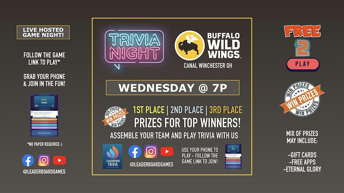 Trivia Night | Buffalo Wild Wings - Canal Winchester OH - WED 7p