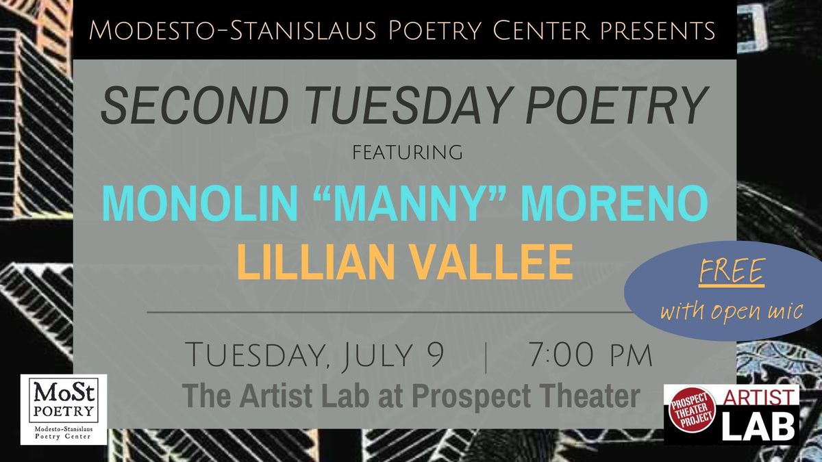 Second Tuesday Poetry featuring Monolin \u201cManny\u201d Moreno and Lillian Vallee