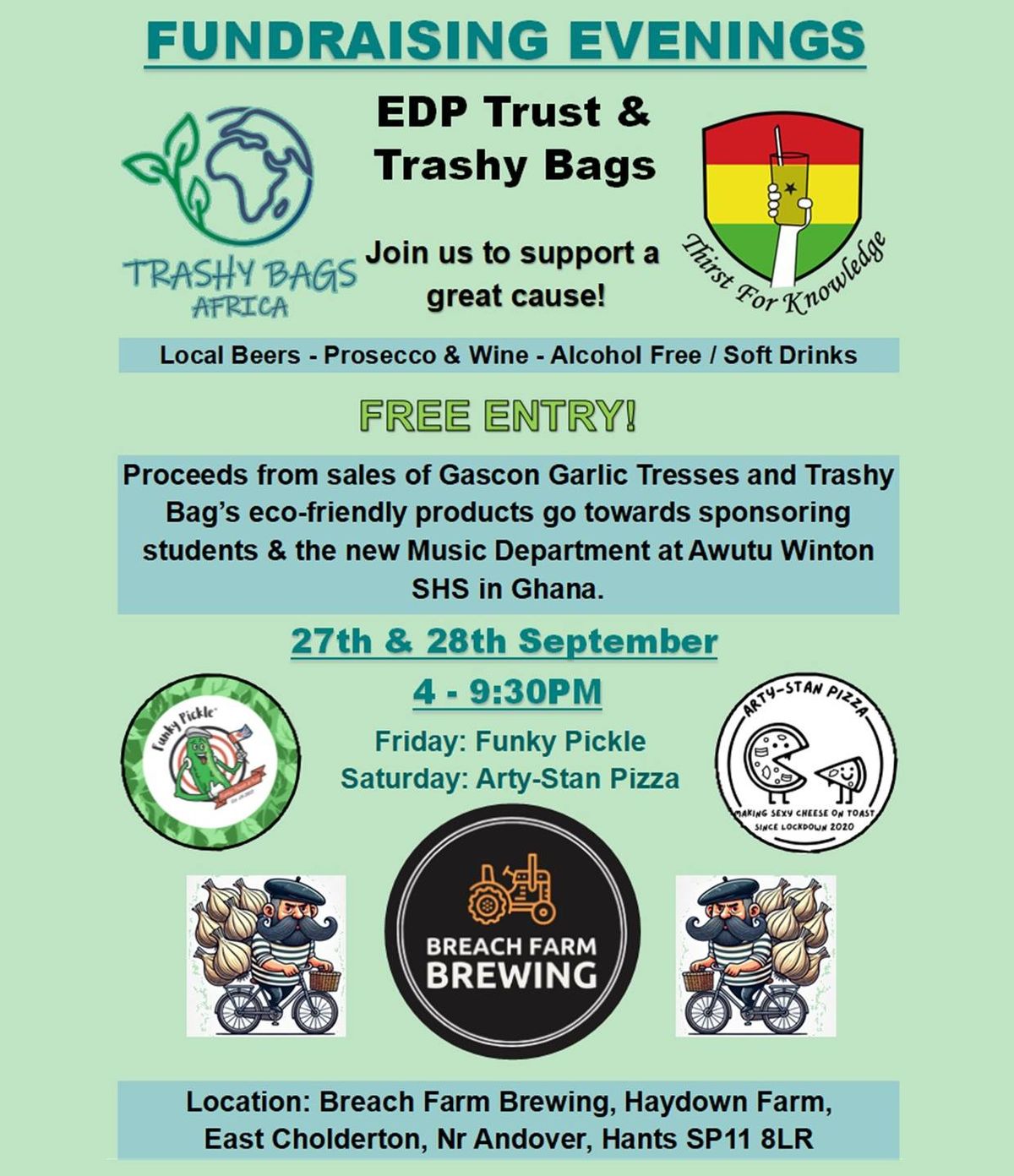 Fundraising Evening w\/ Trashy Bags Africa, 28th September