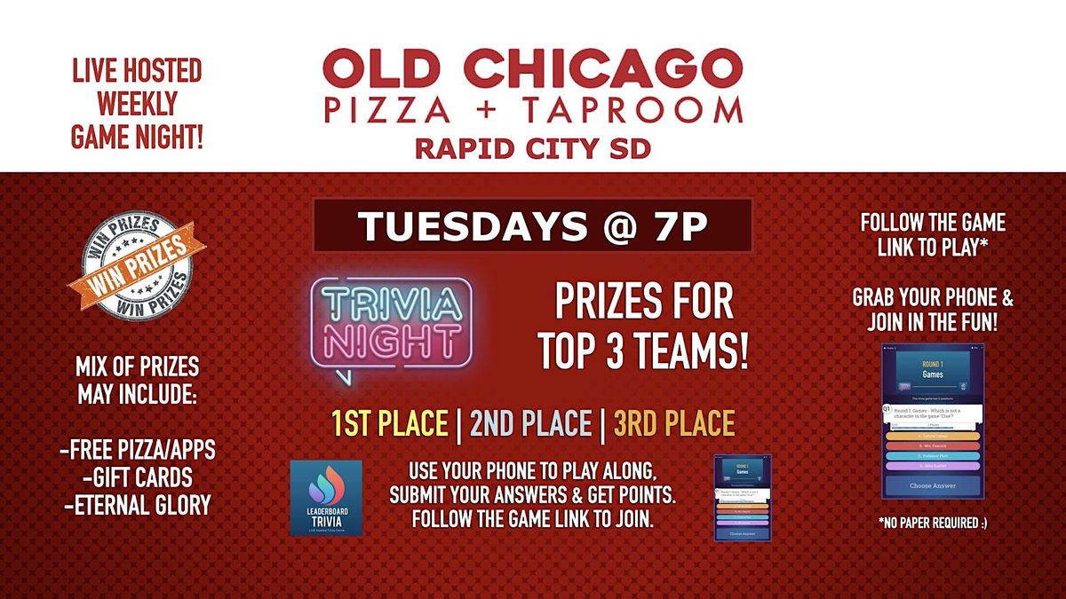 Trivia Game Night | Old Chicago - Rapid City SD - TUE 7p