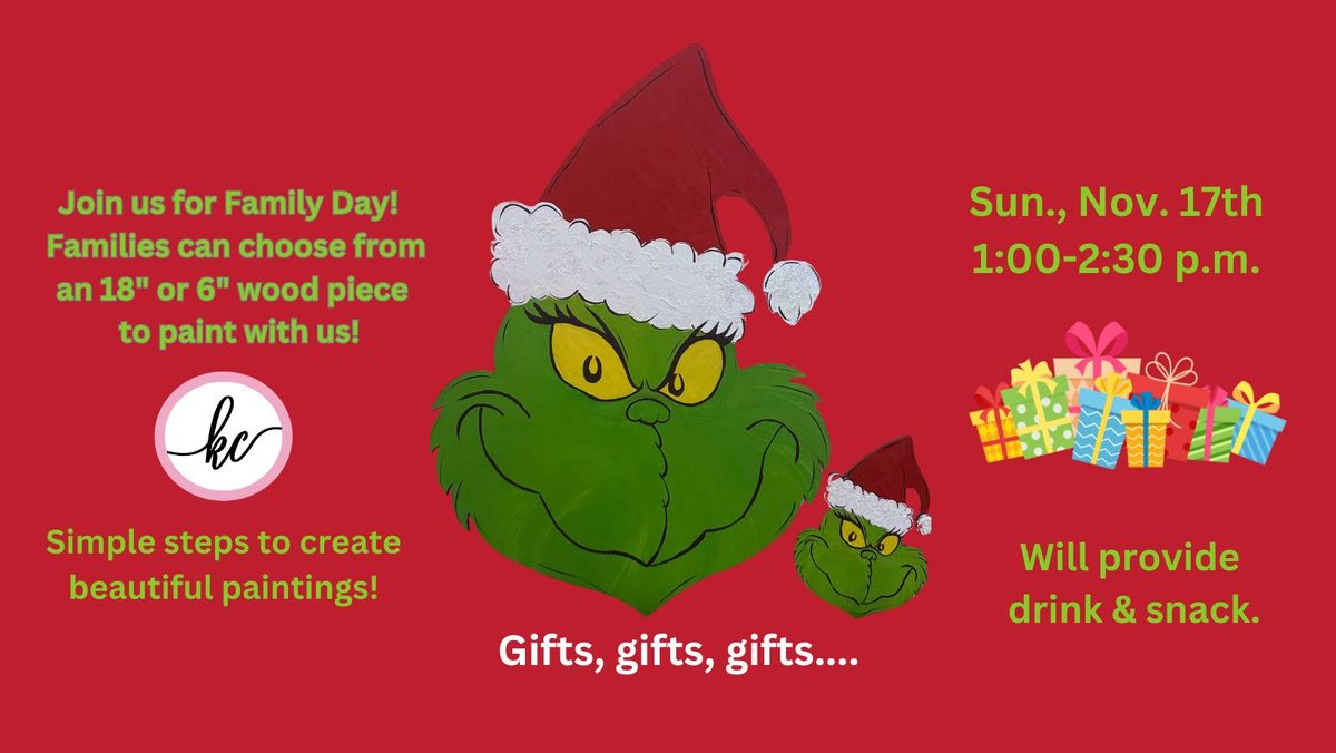 Family Day Green Christmas Painting Class, Sun., Nov. 17th, 1:00-2:30