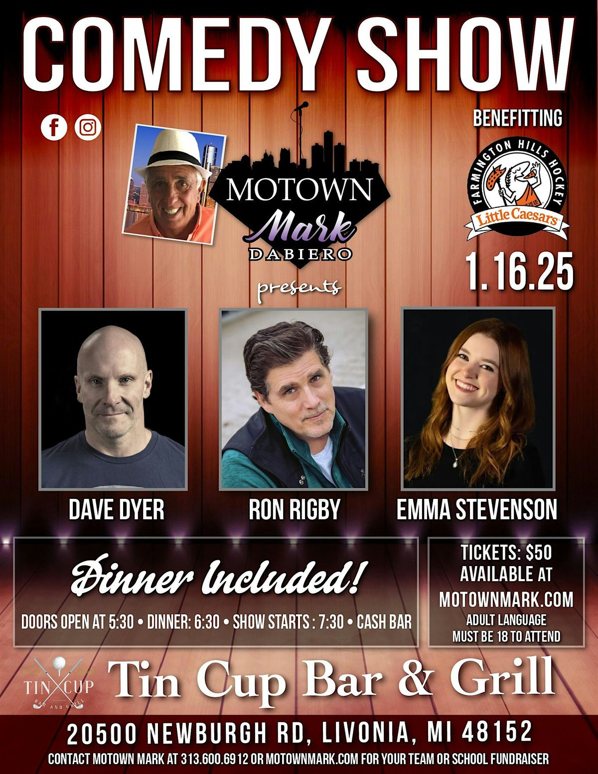 Motown Marks Comedy Night Returns to Livonia with Dinner Included!