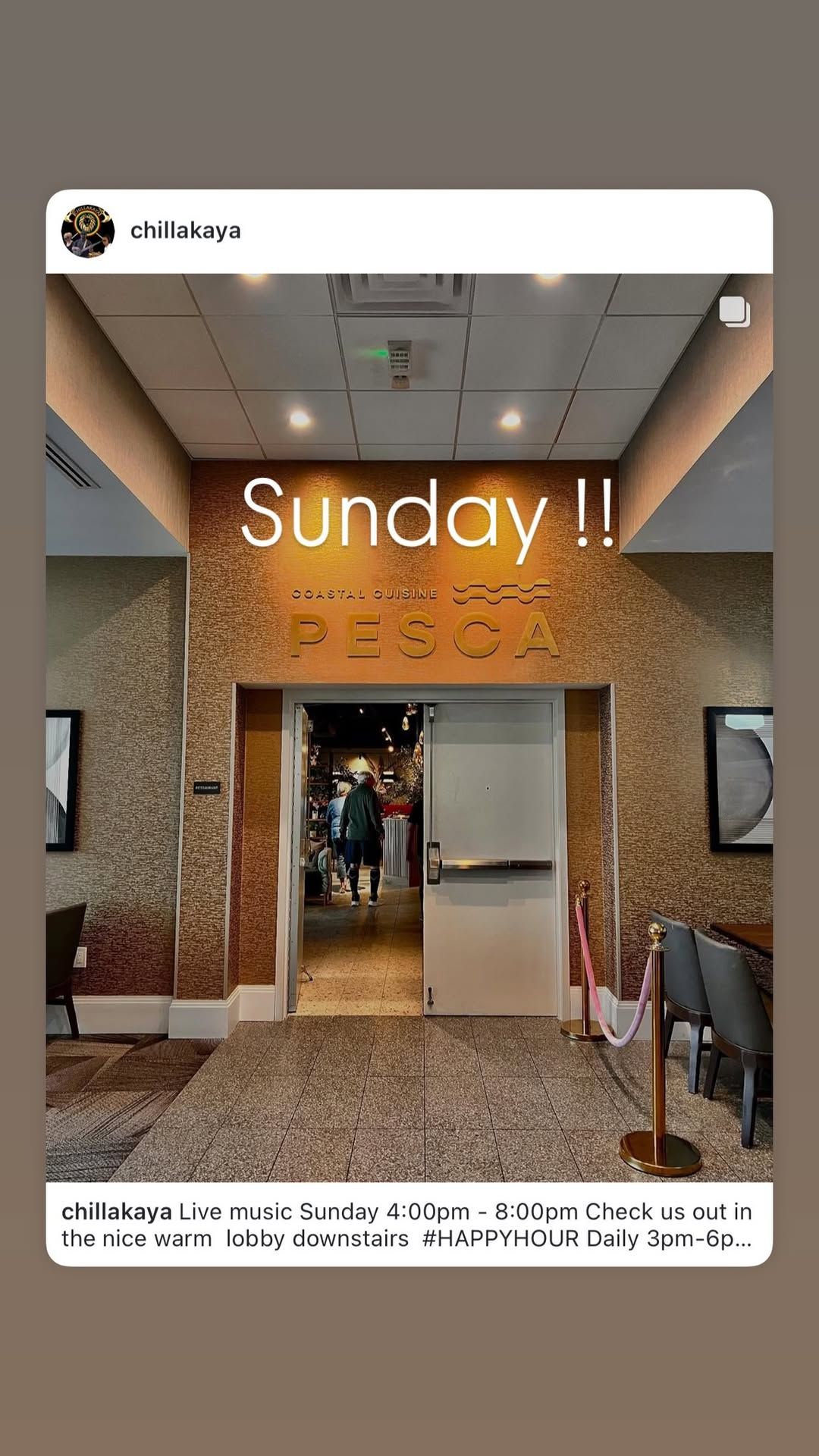 Sunday Pesca Rooftop \/ Lobby Area if it\u2019s cold ! 