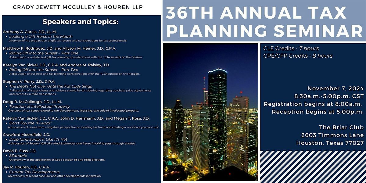 36th Annual Tax Planning Seminar