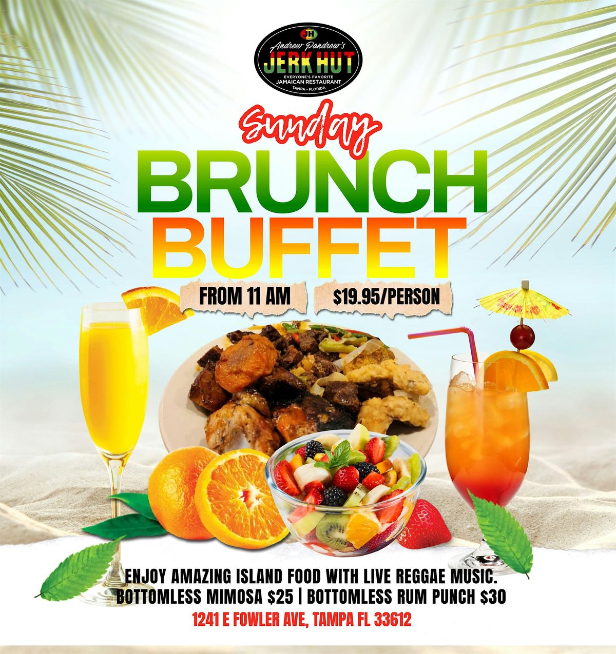 Sunday Brunch - Full Caribbean Buffet with Live Reggae Music