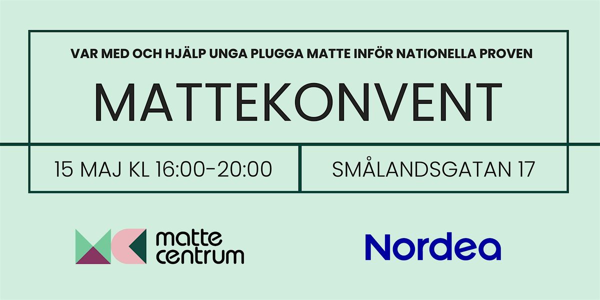 Mattekonvent VT24 @ Nordea Stockholm - anm\u00e4l dig som volont\u00e4r mattecoach