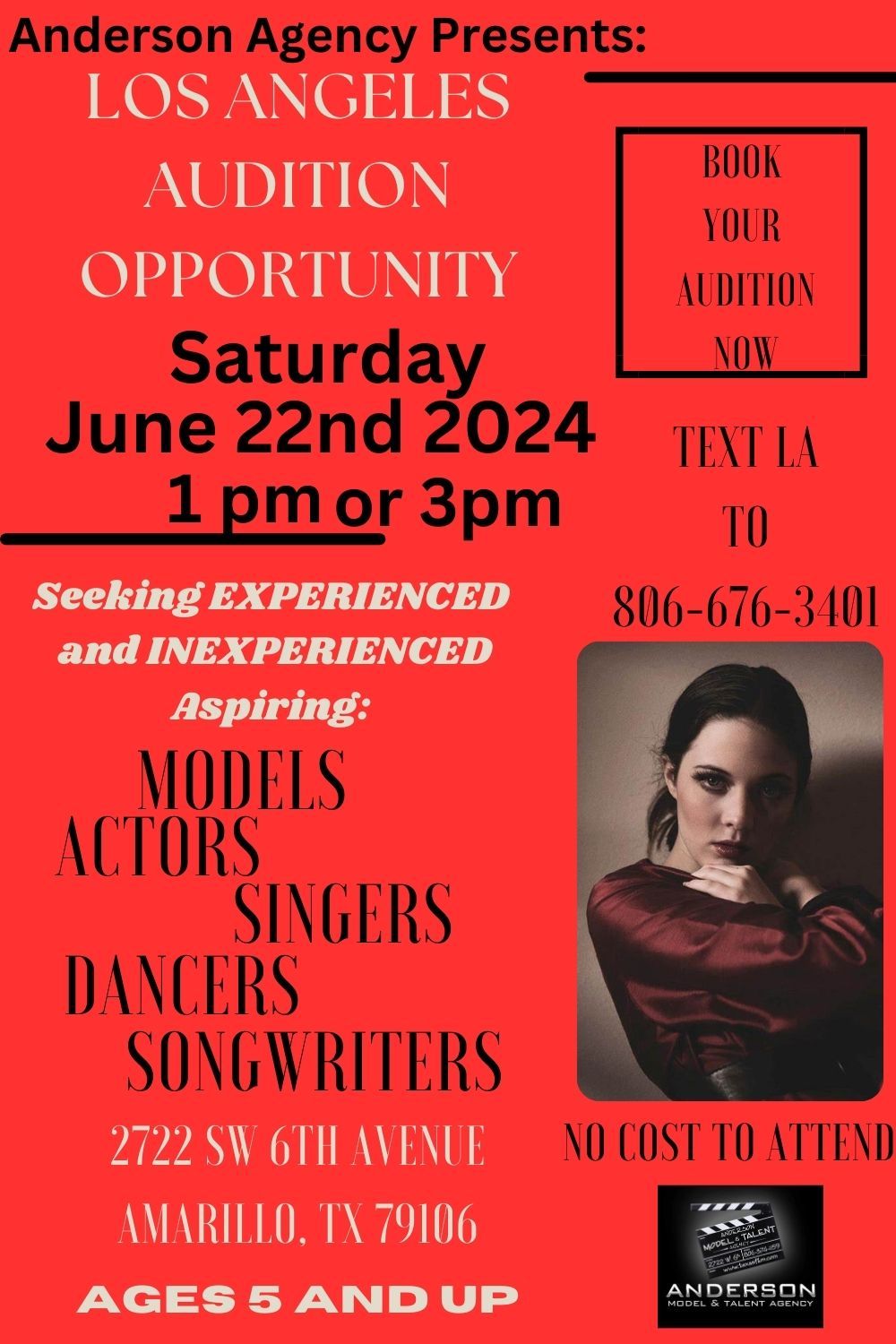 Amarillo- Los Angeles Audition Opportunity- CALLING ALL ACTORS MODELS SINGERS SONGWRITERS DANCERS