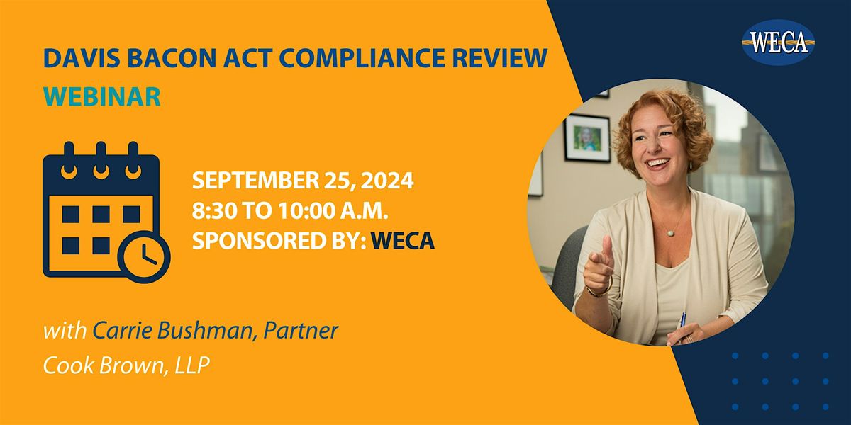 Sep. 25: Davis Bacon Act Compliance Review Webinar with Cook Brown, LLP