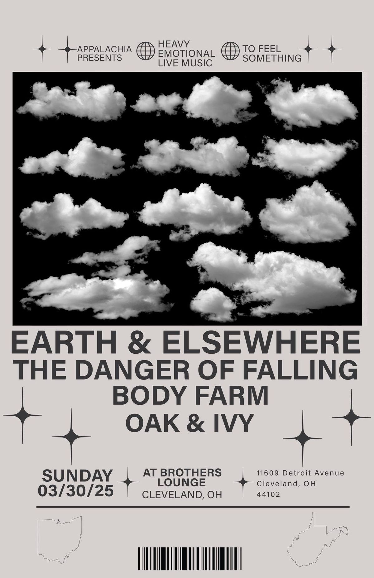 Earth & Elsewhere, The Danger of Falling, Body Farm, Oak & Ivy