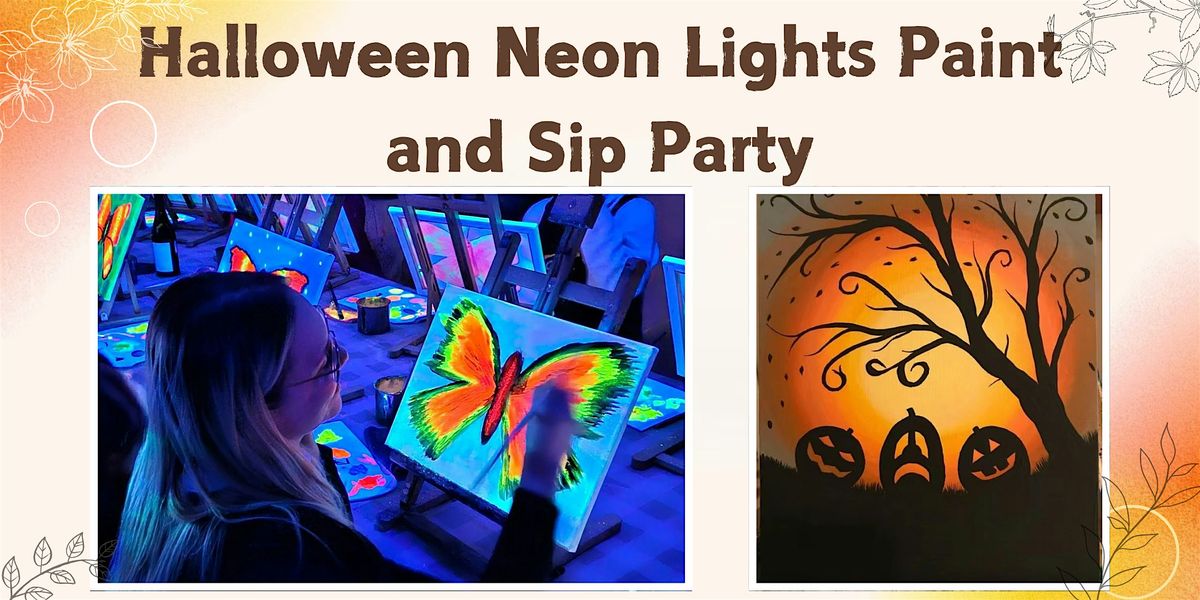 Halloween Neon Lights Paint And Sip Party