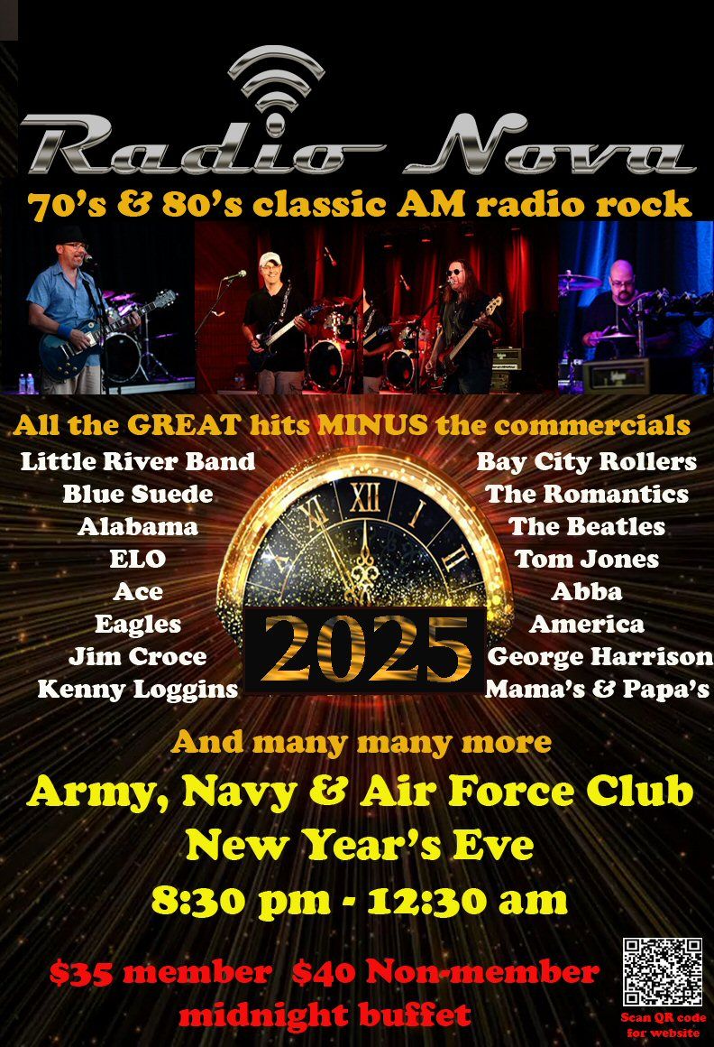 New Year's Eve 2024 with 'Radio Nova' at the Army Navy Club!