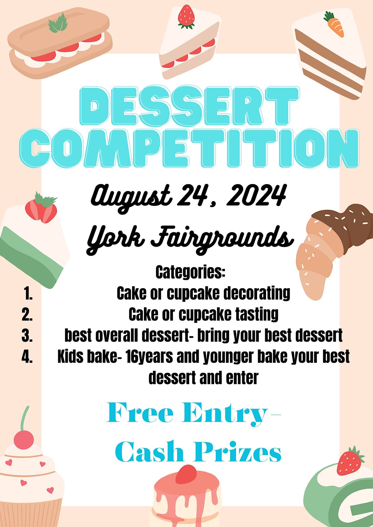Sugar Rush Dessert Competition- All ages and expertise levels! Cash Prizes!