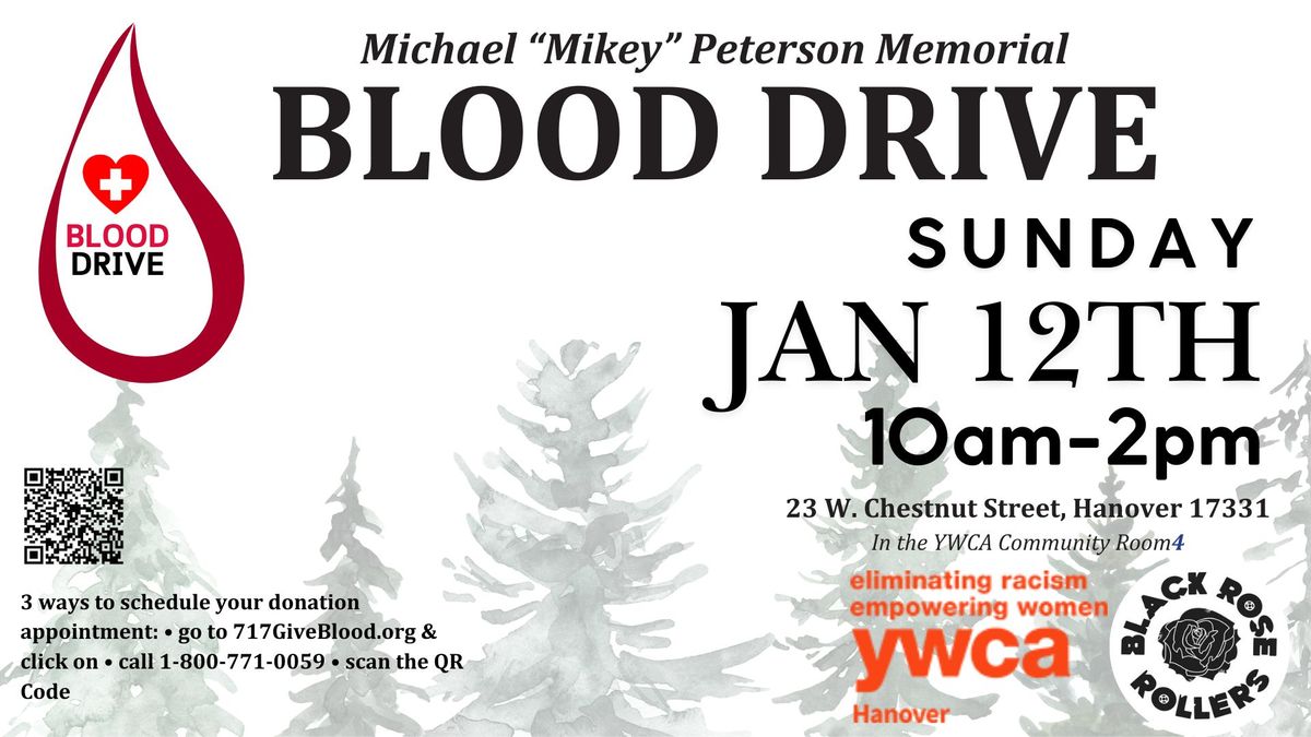 Community Blood Drive  - sponsored by the Black Rose Rollers and YWCA Hanover